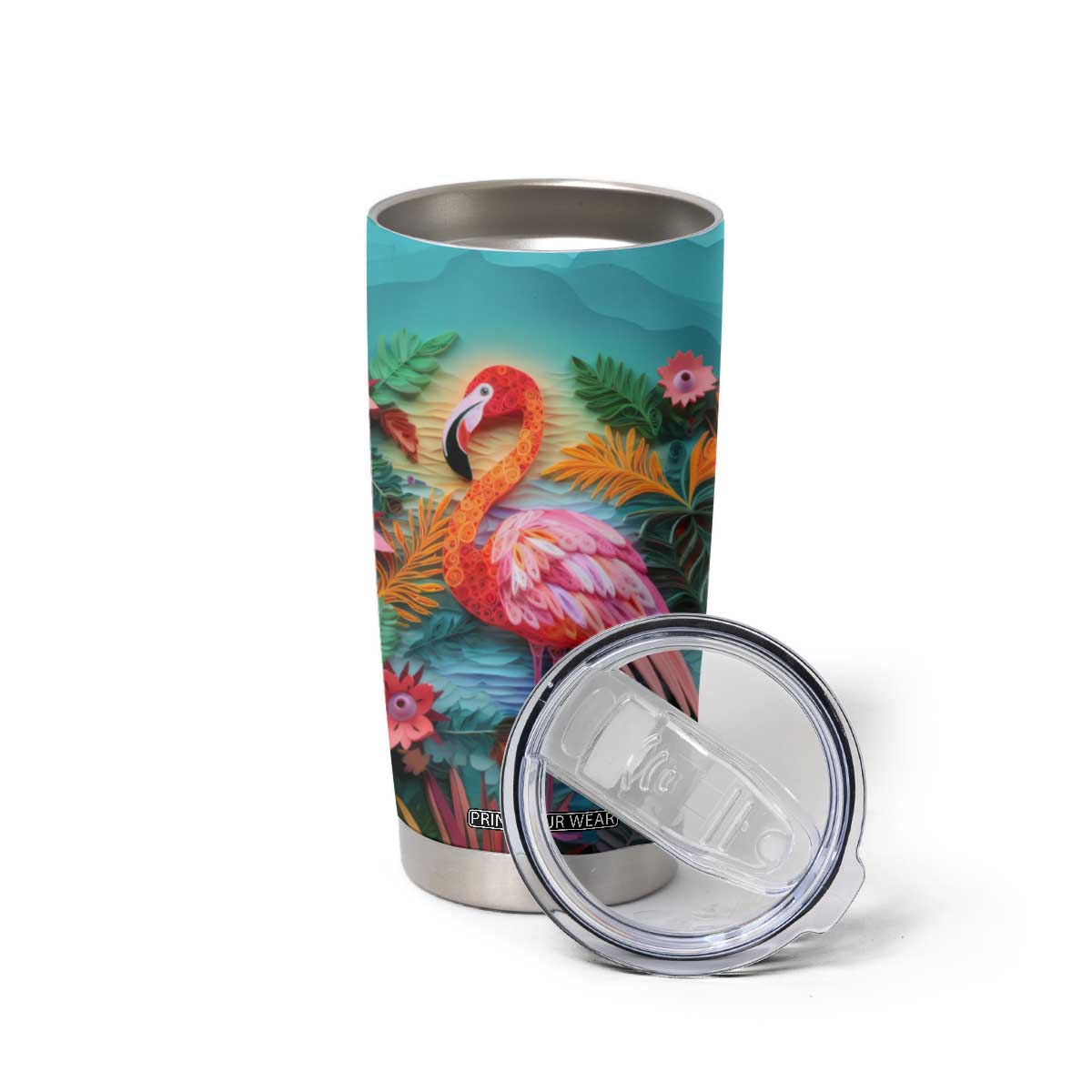 Flamingo Tropical Paper Quiling Tumbler Cup Personalized TS04 Print Your Wear