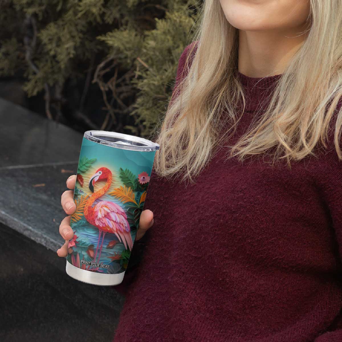 Flamingo Tropical Paper Quiling Tumbler Cup Personalized TS04 Print Your Wear