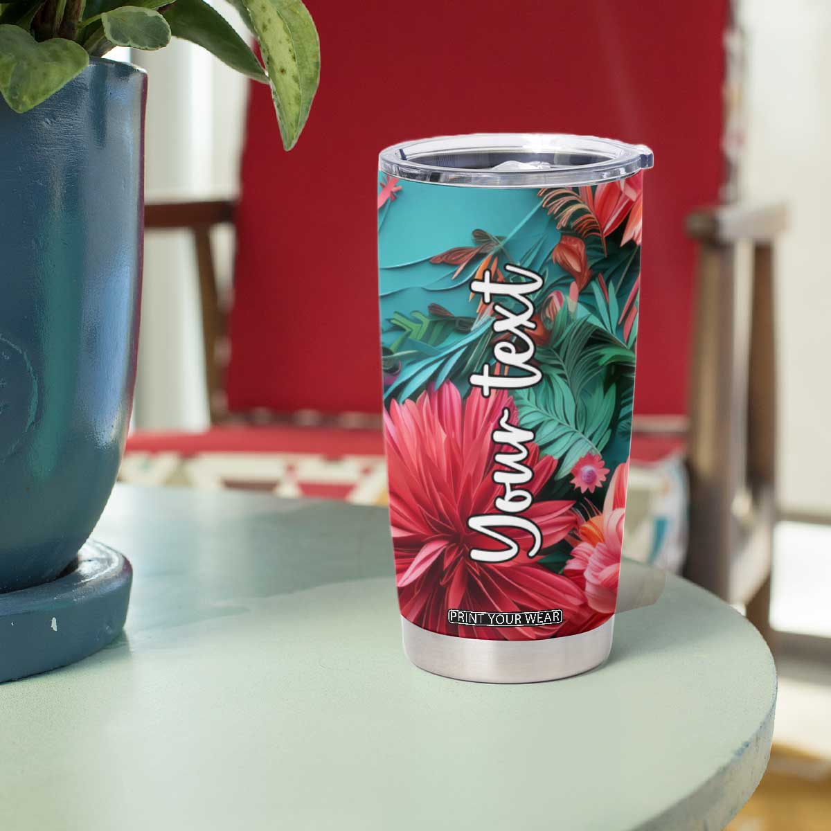 Flamingo Tropical Paper Quiling Tumbler Cup Personalized TS04 Print Your Wear