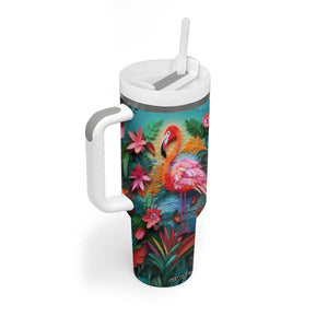 Flamingo Tropical Paper Quiling Tumbler With Handle Personalized TS04 Print Your Wear