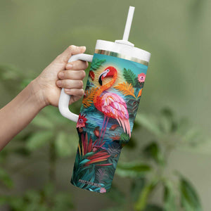 Flamingo Tropical Paper Quiling Tumbler With Handle Personalized TS04 Print Your Wear