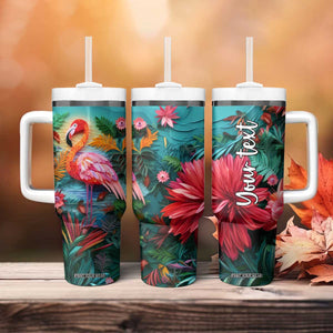 Flamingo Tropical Paper Quiling Tumbler With Handle Personalized TS04 Print Your Wear