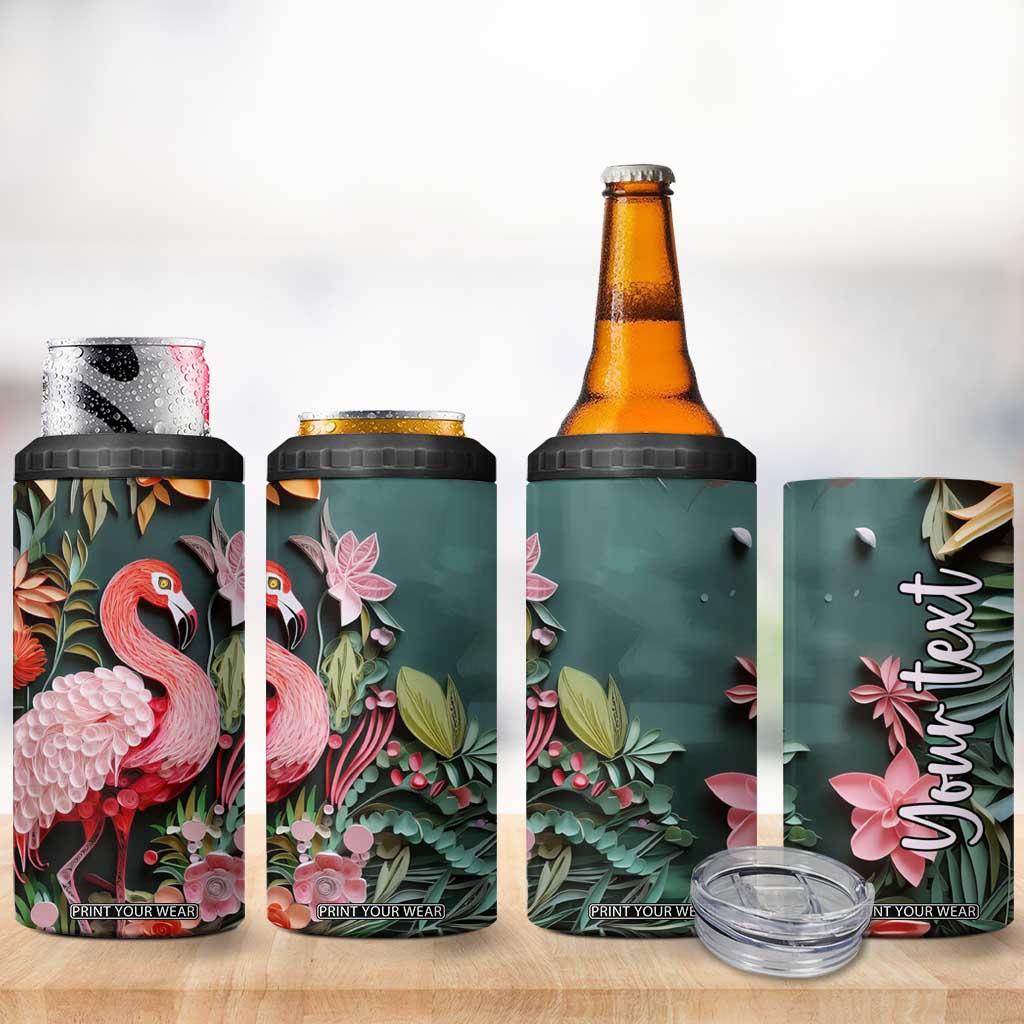 Flamingo Paper Quiling 4 in 1 Can Cooler Tumbler Personalized TS04 Print Your Wear