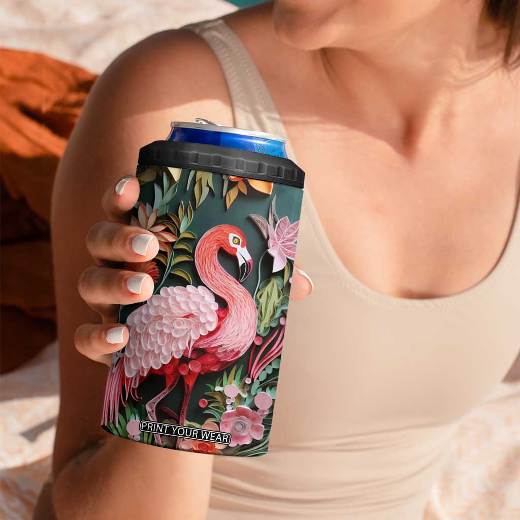 Flamingo Paper Quiling 4 in 1 Can Cooler Tumbler Personalized TS04 Print Your Wear