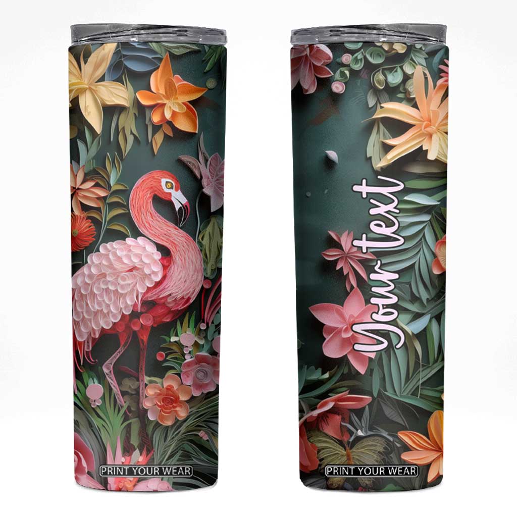 Flamingo Paper Quiling Skinny Tumbler Personalized TS04 Multicolor Print Your Wear