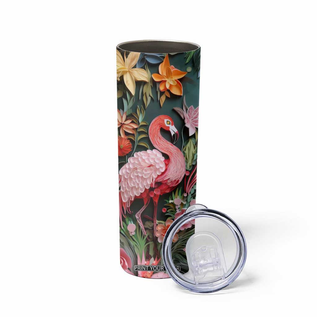 Flamingo Paper Quiling Skinny Tumbler Personalized TS04 Print Your Wear