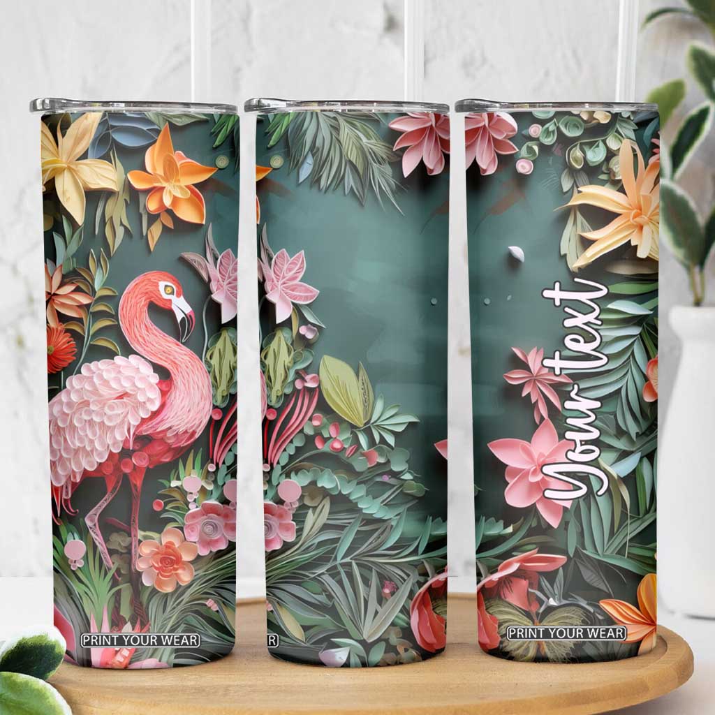 Flamingo Paper Quiling Skinny Tumbler Personalized TS04 Print Your Wear