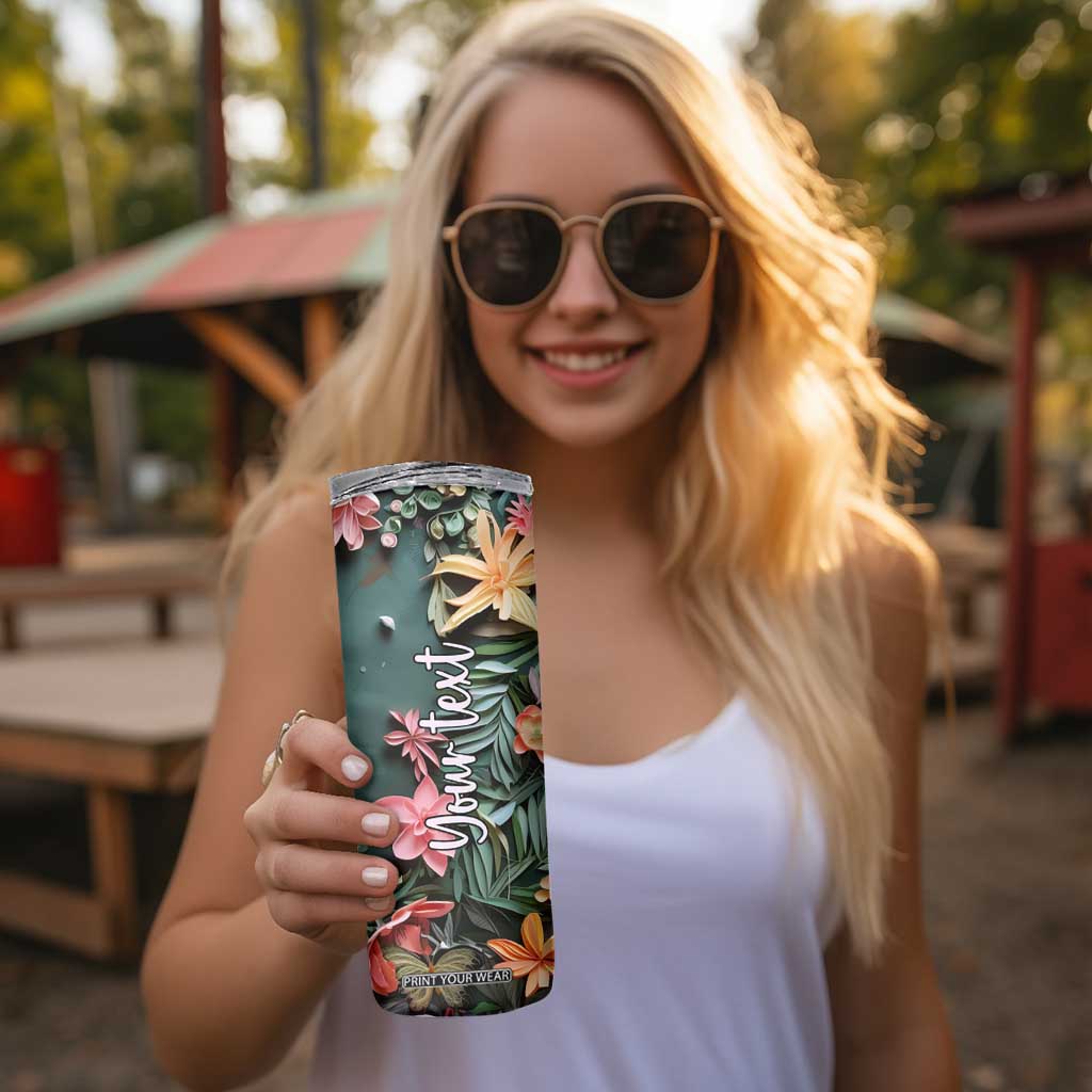 Flamingo Paper Quiling Skinny Tumbler Personalized TS04 Print Your Wear