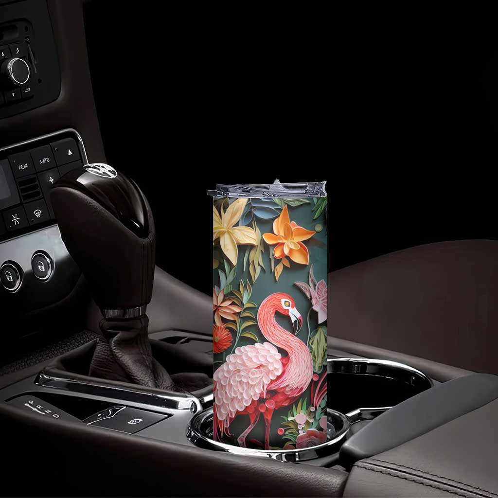 Flamingo Paper Quiling Skinny Tumbler Personalized TS04 Print Your Wear