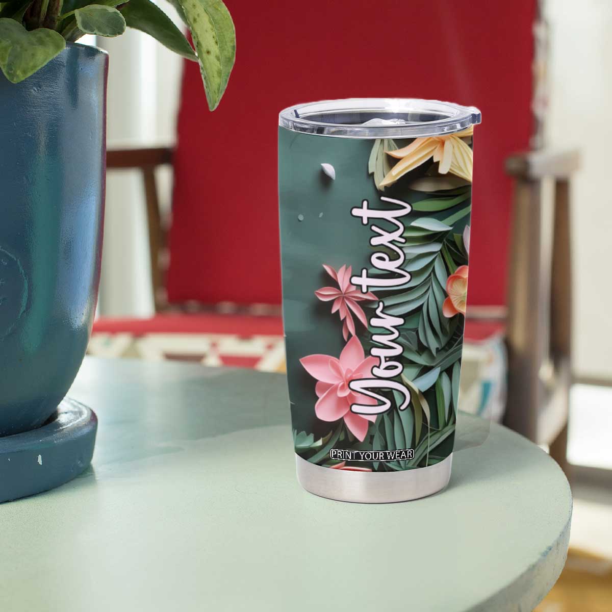 Flamingo Paper Quiling Tumbler Cup Personalized TS04 Print Your Wear