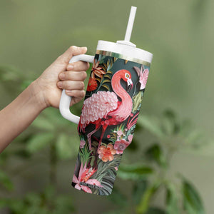 Flamingo Paper Quiling Tumbler With Handle Personalized TS04 Print Your Wear