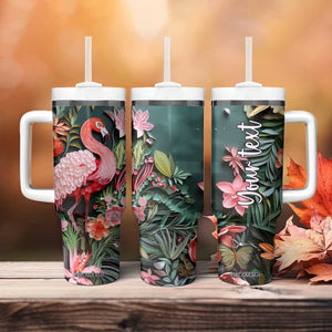 Flamingo Paper Quiling Tumbler With Handle Personalized TS04 Print Your Wear