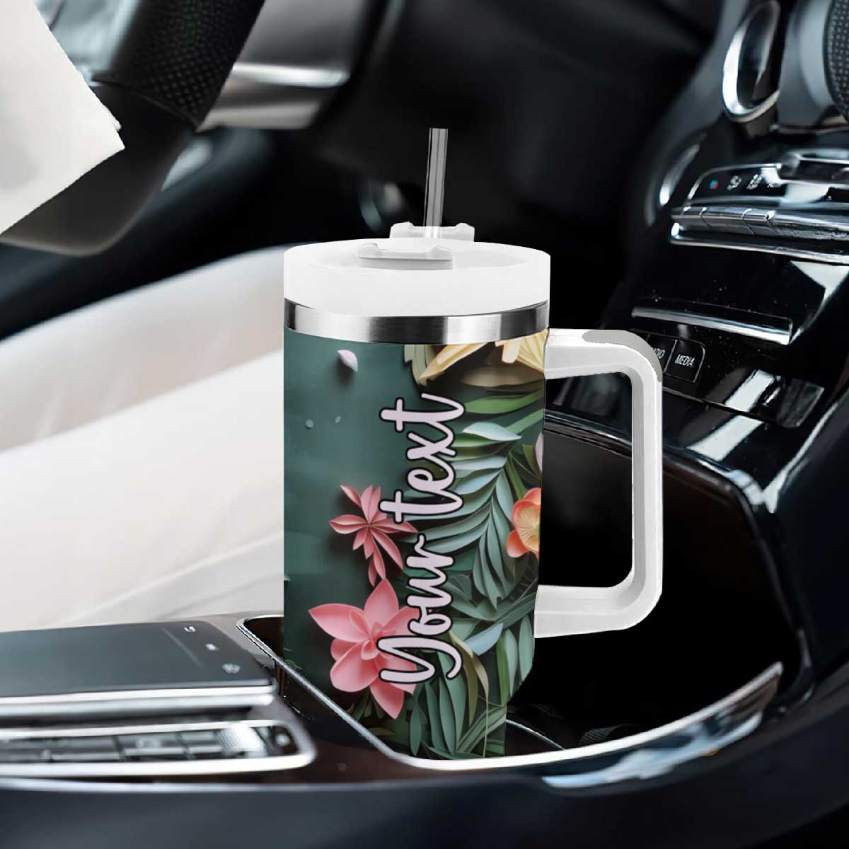 Flamingo Paper Quiling Tumbler With Handle Personalized TS04 Print Your Wear