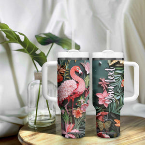 Flamingo Paper Quiling Tumbler With Handle Personalized TS04 Print Your Wear