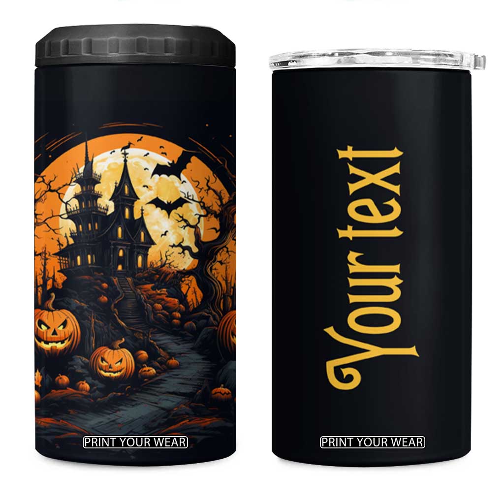 Autumn Halloween House 4 in 1 Can Cooler Tumbler Personalized TS04 One Size: 16 oz Multicolor Print Your Wear