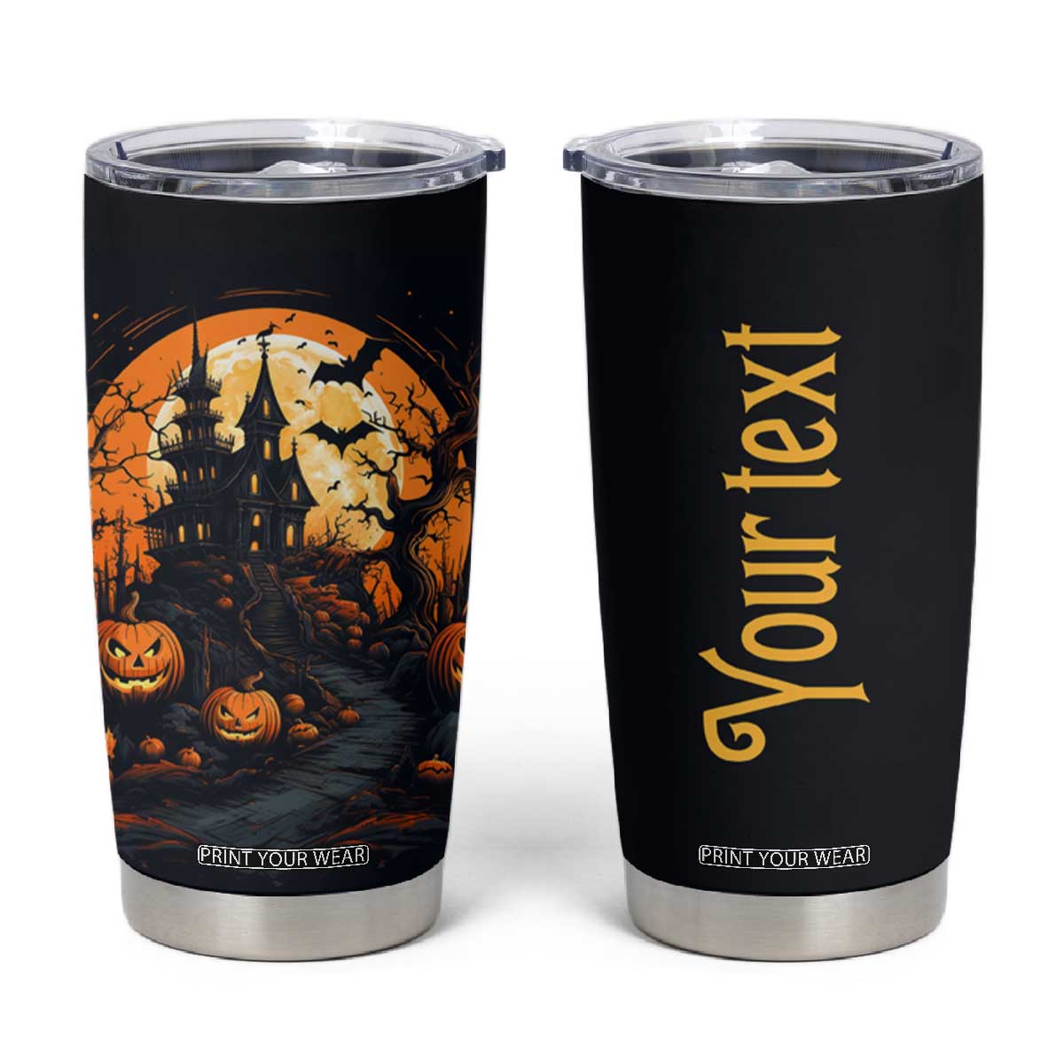 Autumn Halloween House Tumbler Cup Personalized TS04 Multicolor Print Your Wear