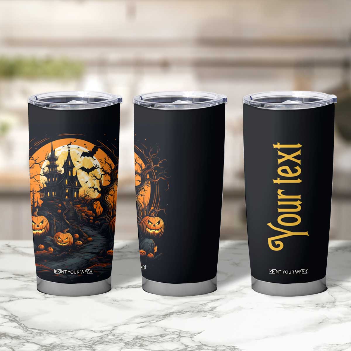 Autumn Halloween House Tumbler Cup Personalized TS04 Print Your Wear