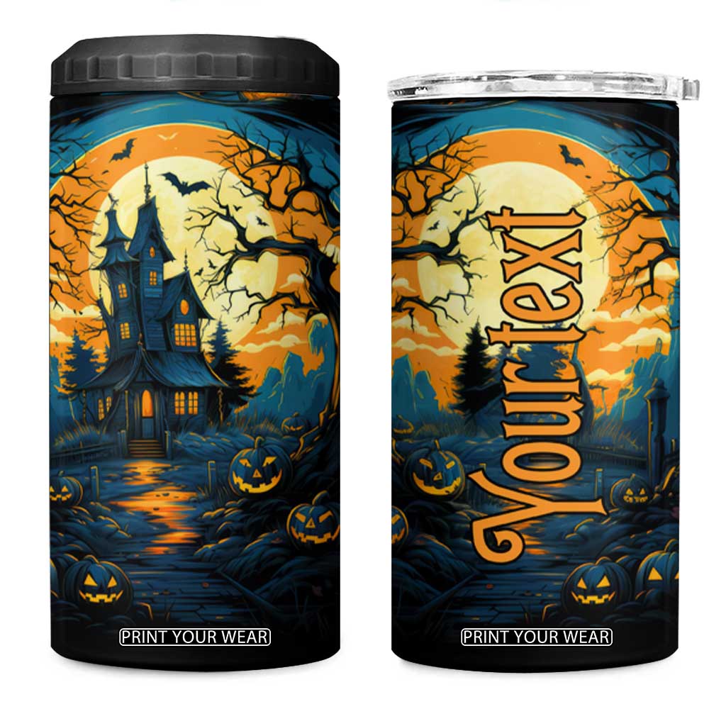 Autumn Halloween Horror House 4 in 1 Can Cooler Tumbler Personalized TS04 One Size: 16 oz Multicolor Print Your Wear