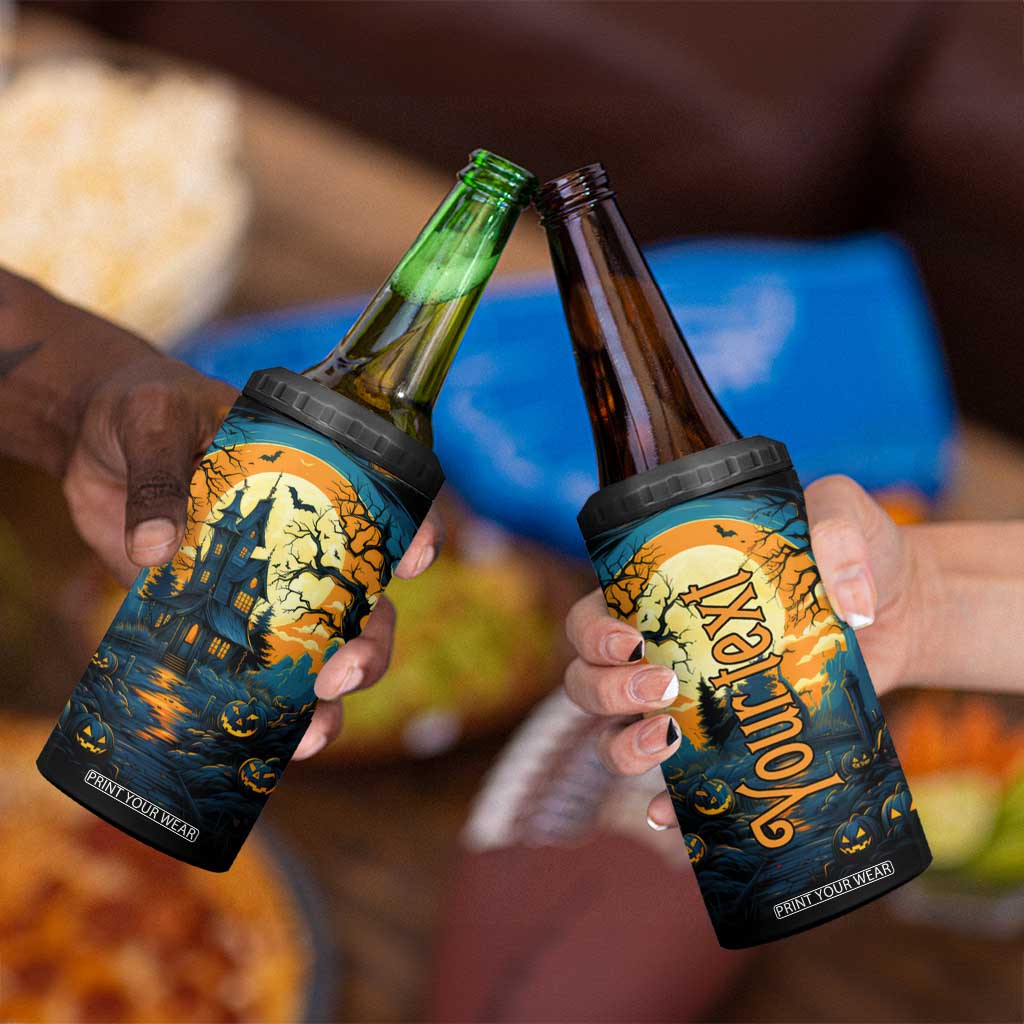 Autumn Halloween Horror House 4 in 1 Can Cooler Tumbler Personalized TS04 Print Your Wear