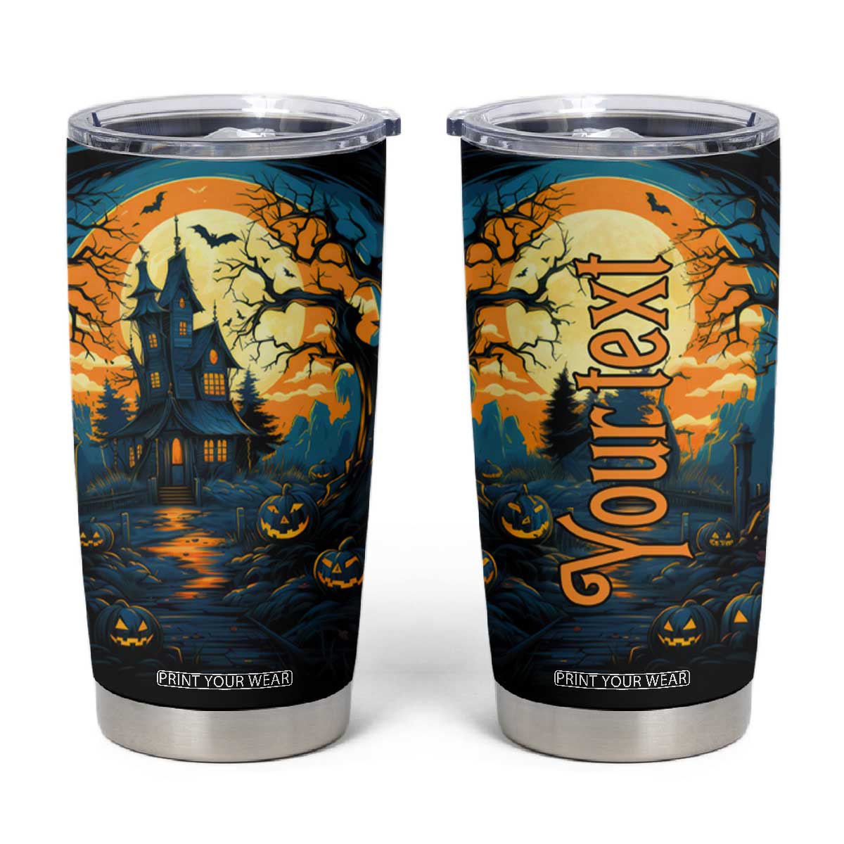 Autumn Halloween Horror House Tumbler Cup Personalized TS04 Multicolor Print Your Wear