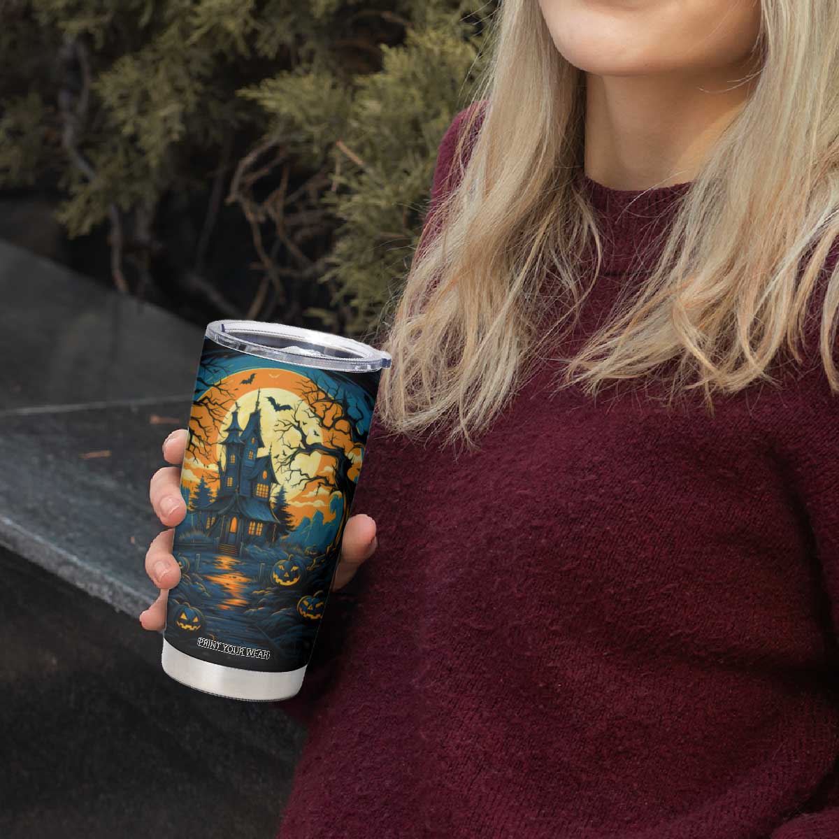 Autumn Halloween Horror House Tumbler Cup Personalized TS04 Print Your Wear