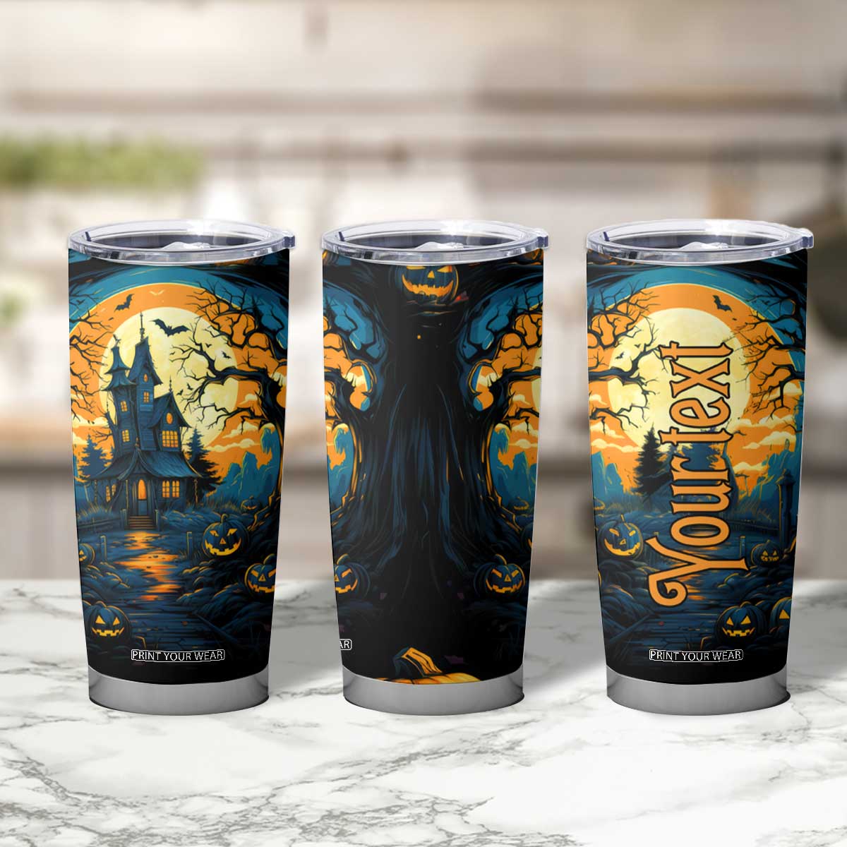 Autumn Halloween Horror House Tumbler Cup Personalized TS04 Print Your Wear