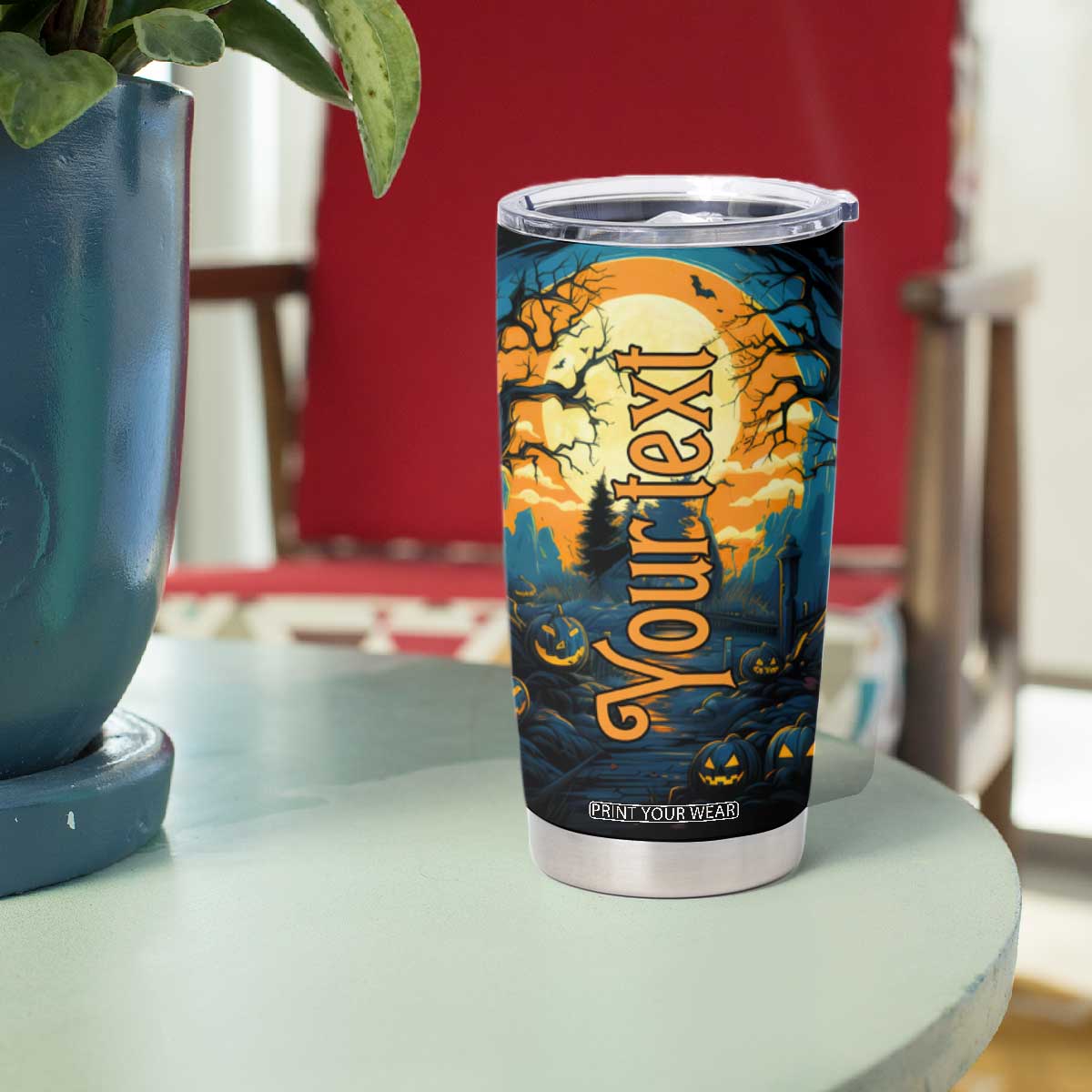 Autumn Halloween Horror House Tumbler Cup Personalized TS04 Print Your Wear