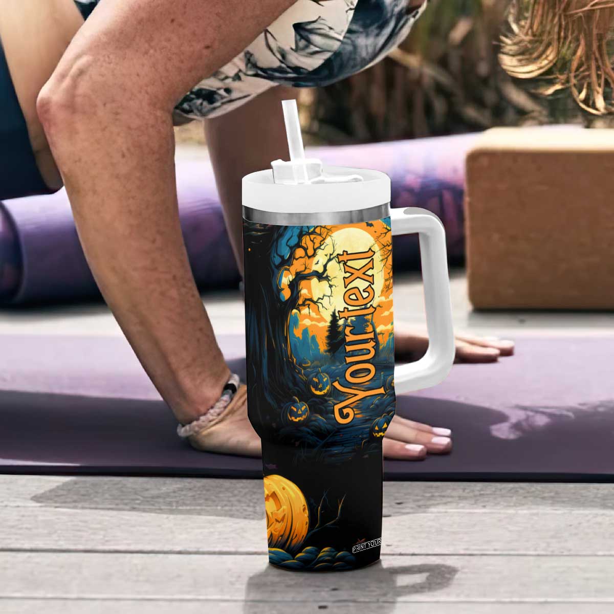 Autumn Halloween Horror House Tumbler With Handle Personalized TS04 Print Your Wear