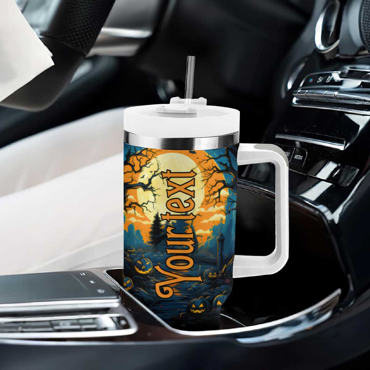 Autumn Halloween Horror House Tumbler With Handle Personalized TS04 Print Your Wear