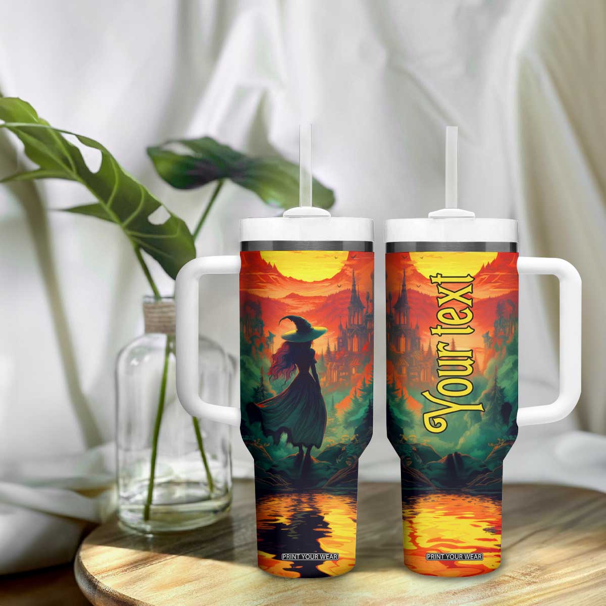 Witch Halloween Autumn Tumbler With Handle Personalized TS04 Print Your Wear