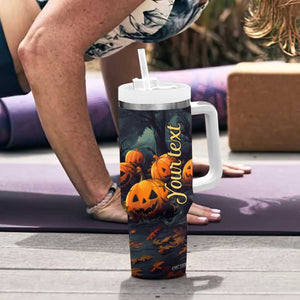 Halloween Pumpkin Tumbler With Handle Personalized TS04 Print Your Wear