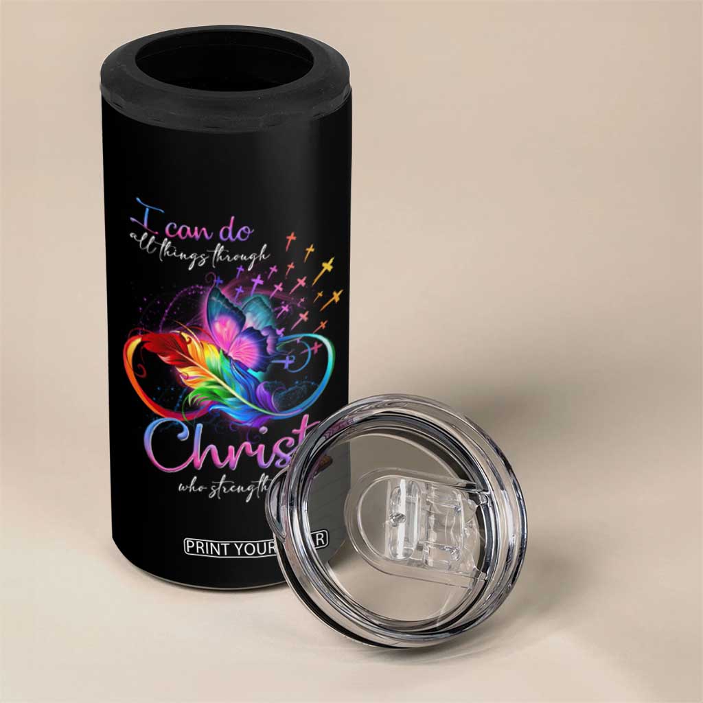 Christian Faith 4 in 1 Can Cooler Tumbler I Can Do All Things Through Christ Who Strengthers Me TS09 Print Your Wear