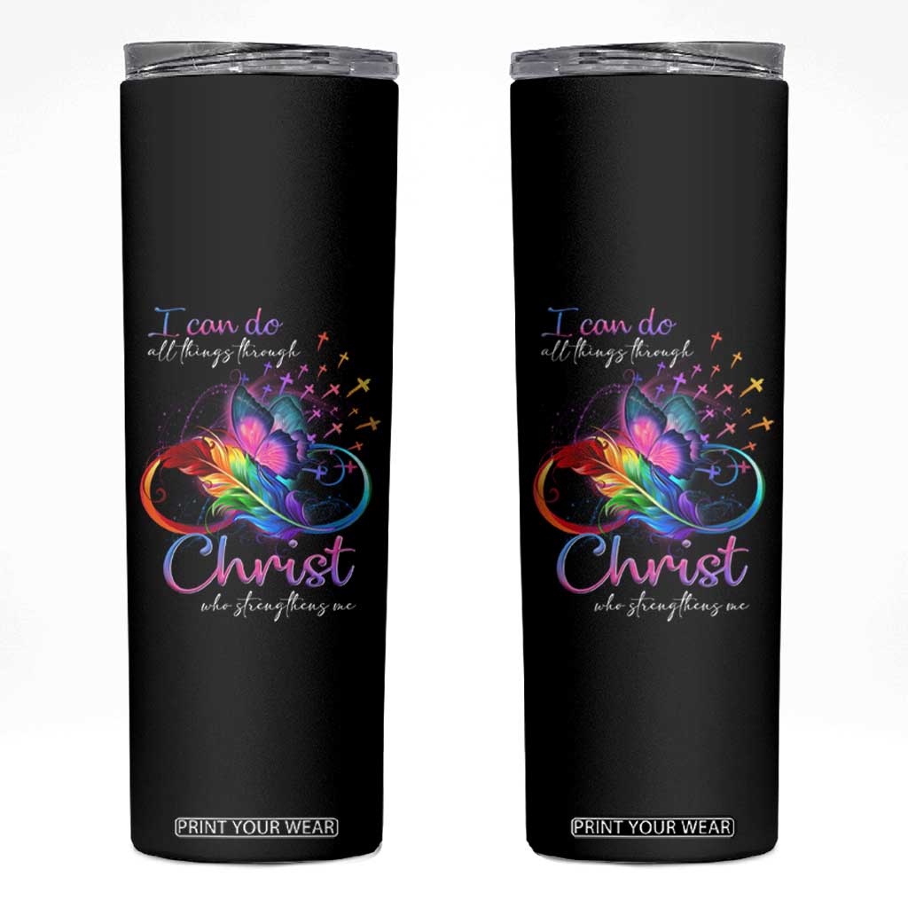Christian Faith Skinny Tumbler I Can Do All Things Through Christ Who Strengthers Me TS09 Black Print Your Wear