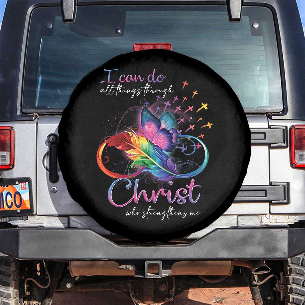 Christian Faith Spare Tire Cover I Can Do All Things Through Christ Who Strengthers Me TS09 No hole Black Print Your Wear