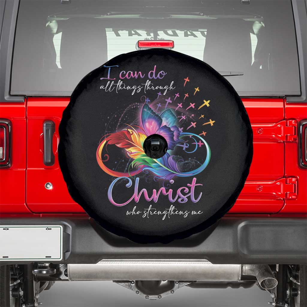 Christian Faith Spare Tire Cover I Can Do All Things Through Christ Who Strengthers Me TS09 Black Print Your Wear