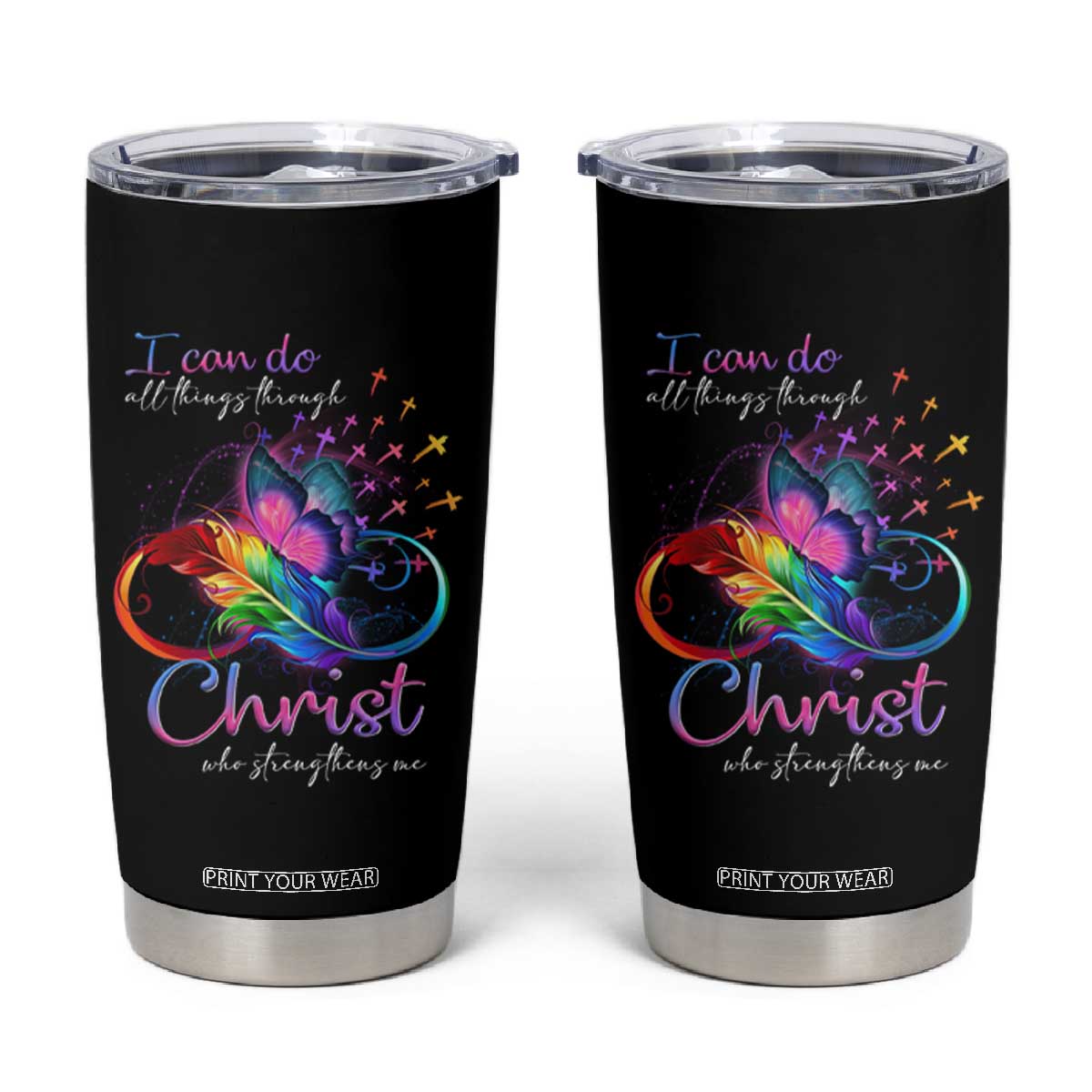 Christian Faith Tumbler Cup I Can Do All Things Through Christ Who Strengthers Me TS09 Black Print Your Wear
