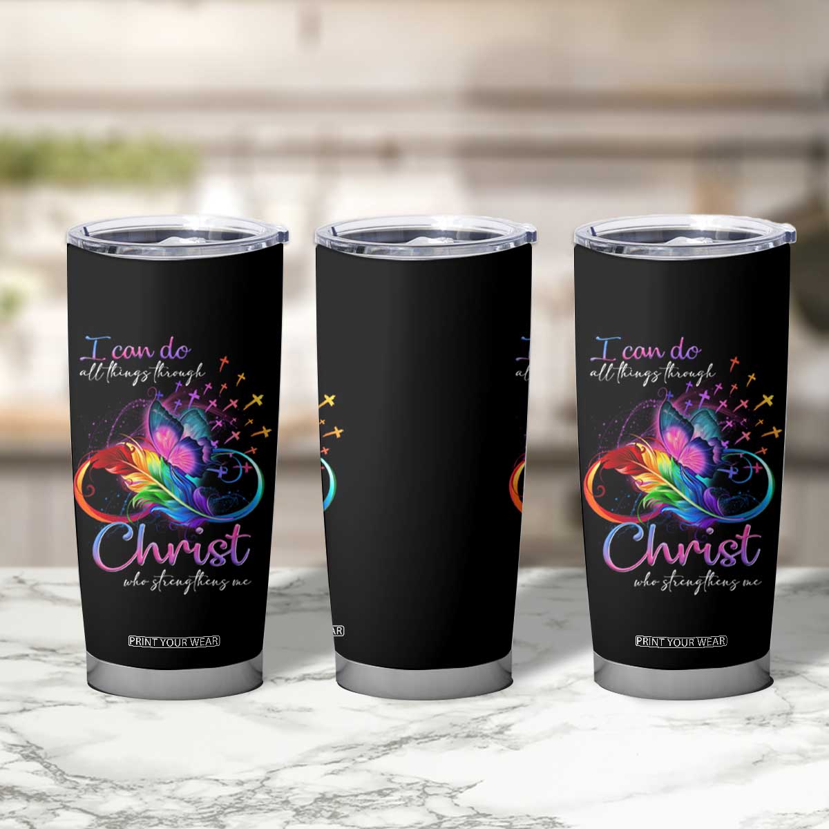 Christian Faith Tumbler Cup I Can Do All Things Through Christ Who Strengthers Me TS09 Print Your Wear