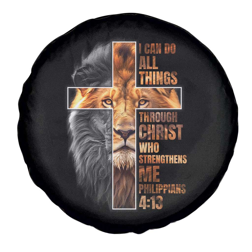 Christian Faith Spare Tire Cover Lion I Can Do All Things Through Christ Who Strengthers Me TS09 Print Your Wear