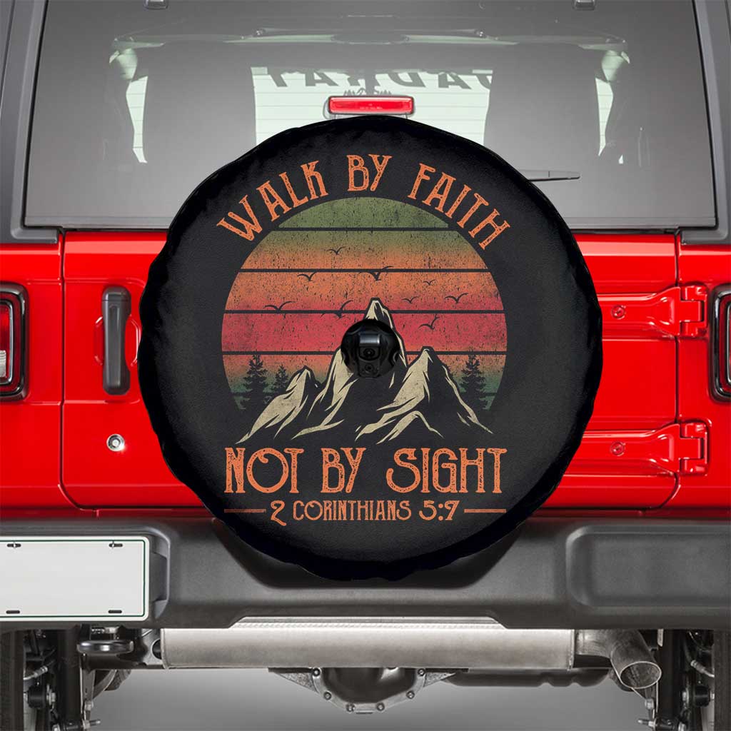 Christian Spare Tire Cover Walk By Faith Not By Sight TS09 Black Print Your Wear