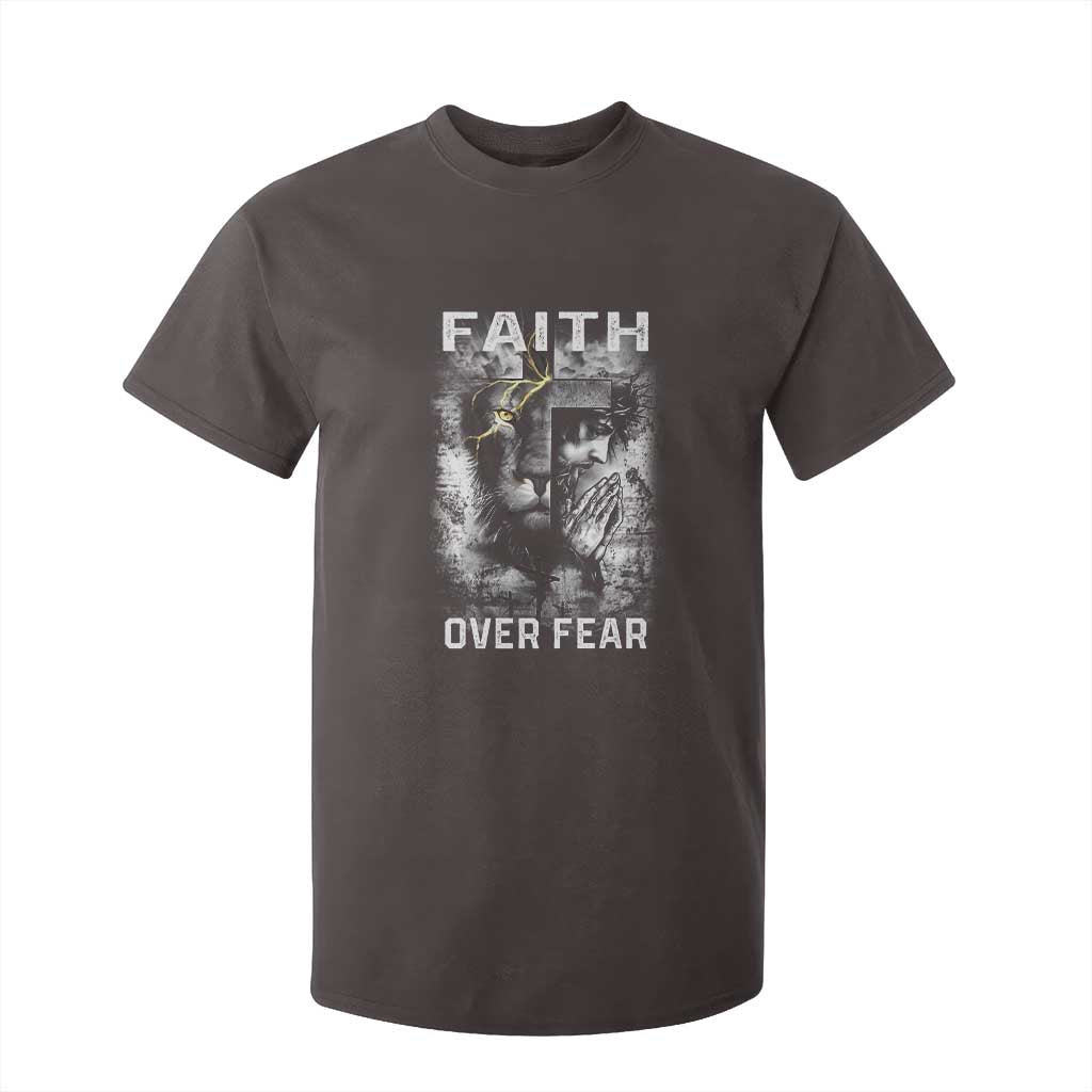 Christian T Shirt For Kid Faith Over Fear Jesus Lion TS09 Dark Chocolate Print Your Wear