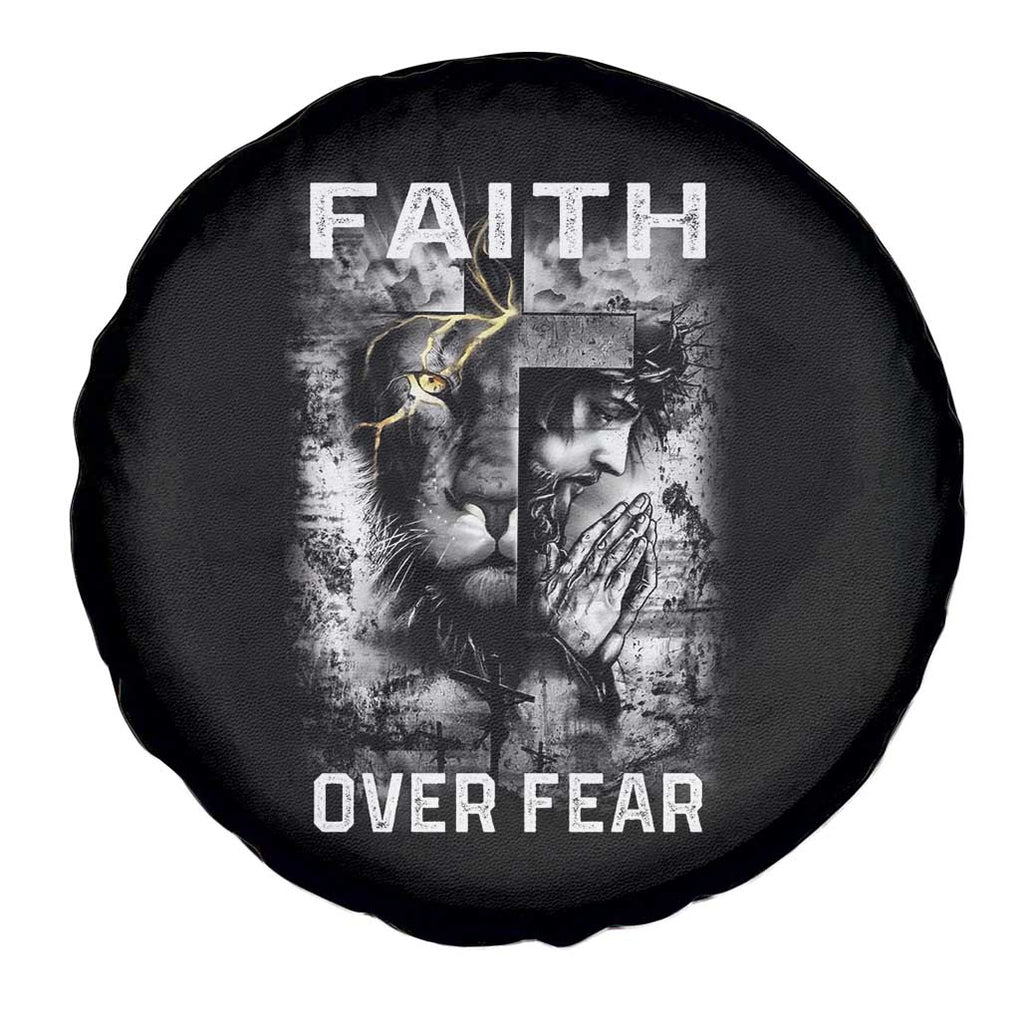 Christian Spare Tire Cover Faith Over Fear Jesus Lion TS09 Print Your Wear
