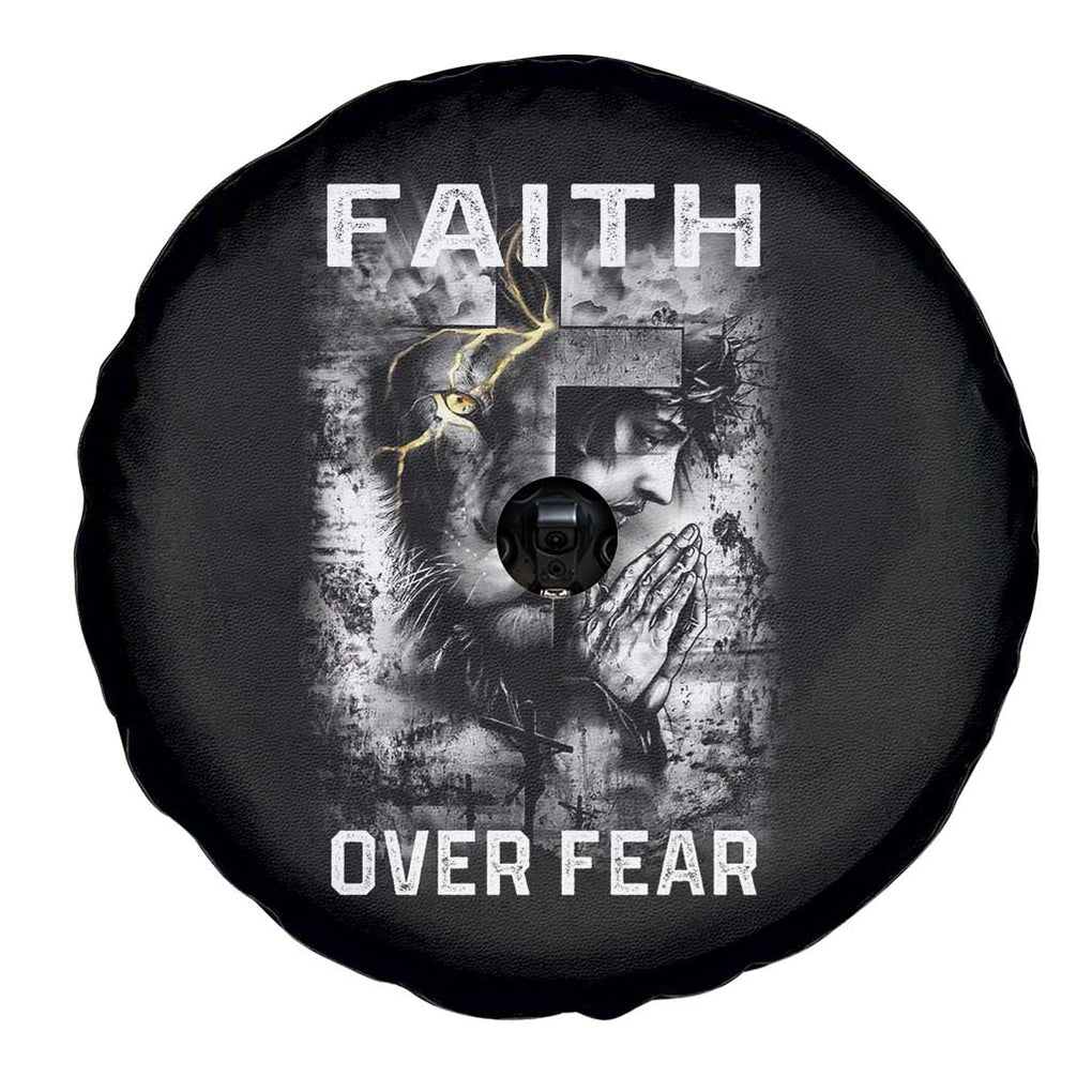 Christian Spare Tire Cover Faith Over Fear Jesus Lion TS09 Print Your Wear