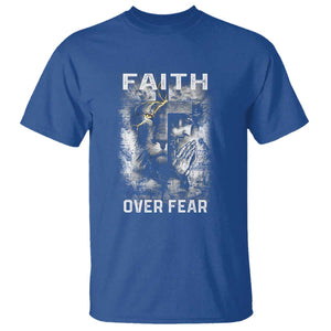 Christian T Shirt Faith Over Fear Jesus Lion TS09 Royal Blue Print Your Wear