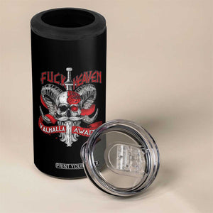 Viking 4 in 1 Can Cooler Tumbler FxxK Heaven Valhalla Awaits Norse Mythology TS09 Print Your Wear