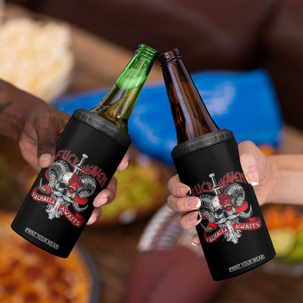Viking 4 in 1 Can Cooler Tumbler FxxK Heaven Valhalla Awaits Norse Mythology TS09 Print Your Wear