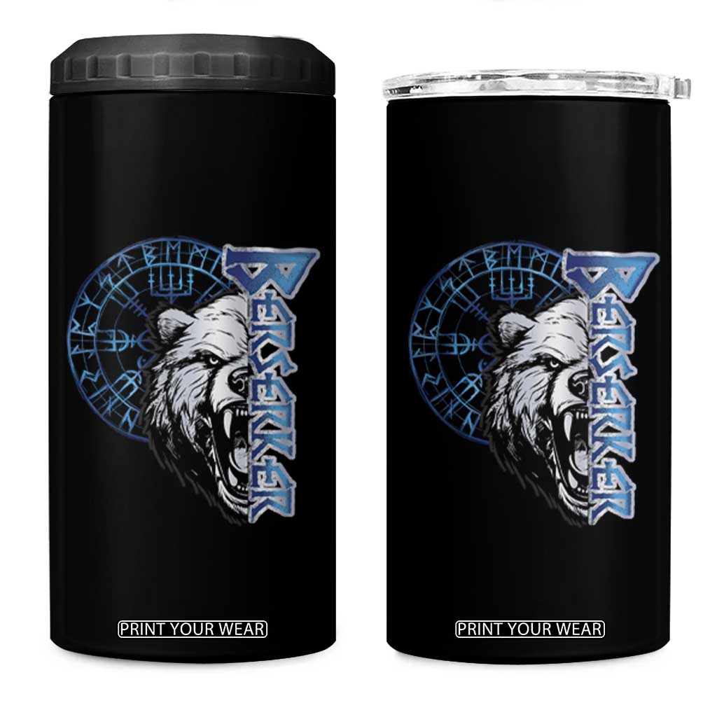 Viking 4 in 1 Can Cooler Tumbler Berserk Bear Warrior Odin Norse Mythology TS09 One Size: 16 oz Black Print Your Wear