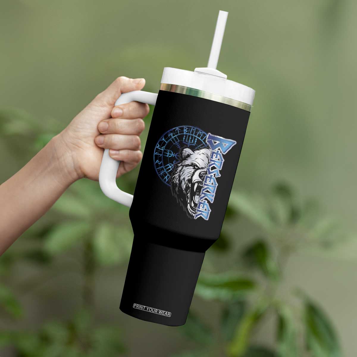 Viking Tumbler With Handle Berserk Bear Warrior Odin Norse Mythology TS09 Print Your Wear