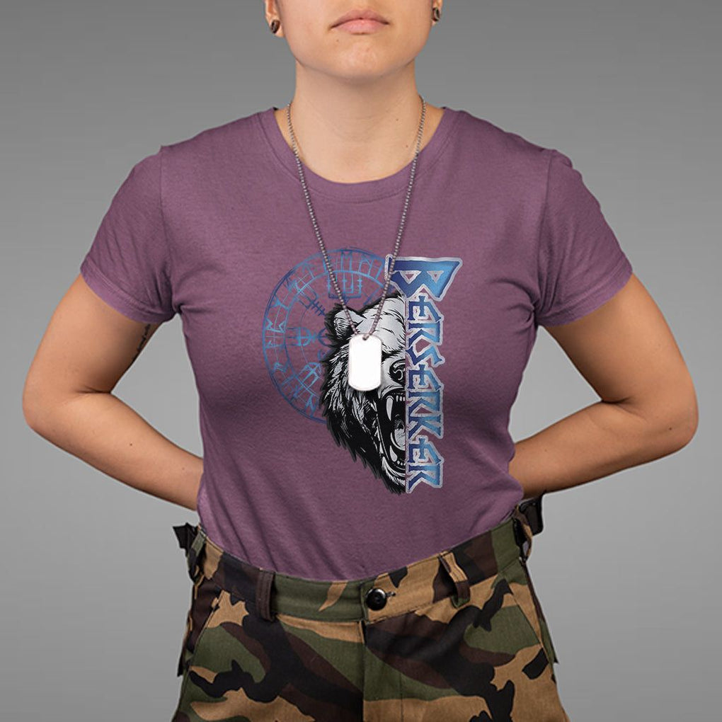 Viking T Shirt Berserk Bear Warrior Odin Norse Mythology TS09 Maroon Printyourwear