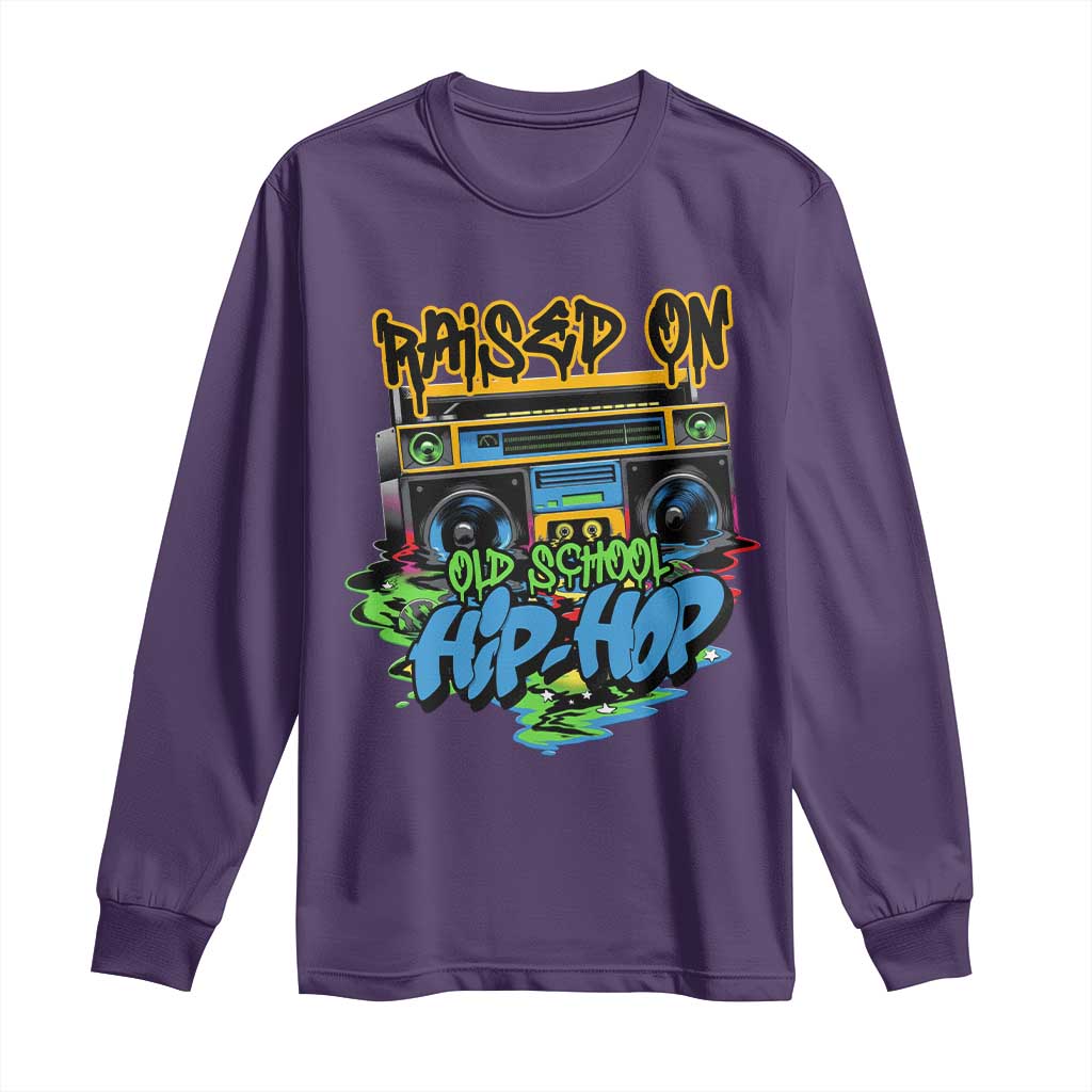 Raised On Old School Hiphop Long Sleeve Shirt TS09 Purple Print Your Wear