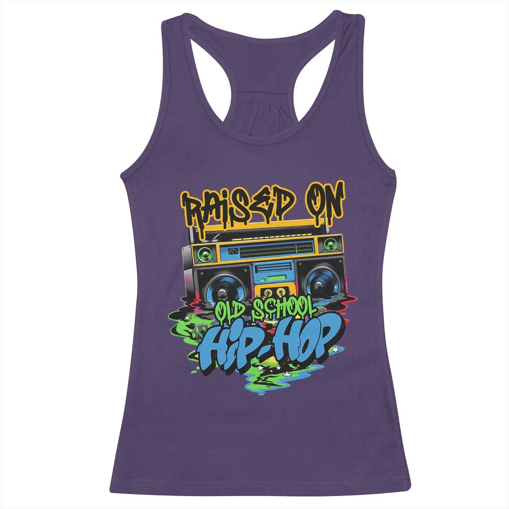 Raised On Old School Hiphop Racerback Tank Top TS09 Purple Print Your Wear